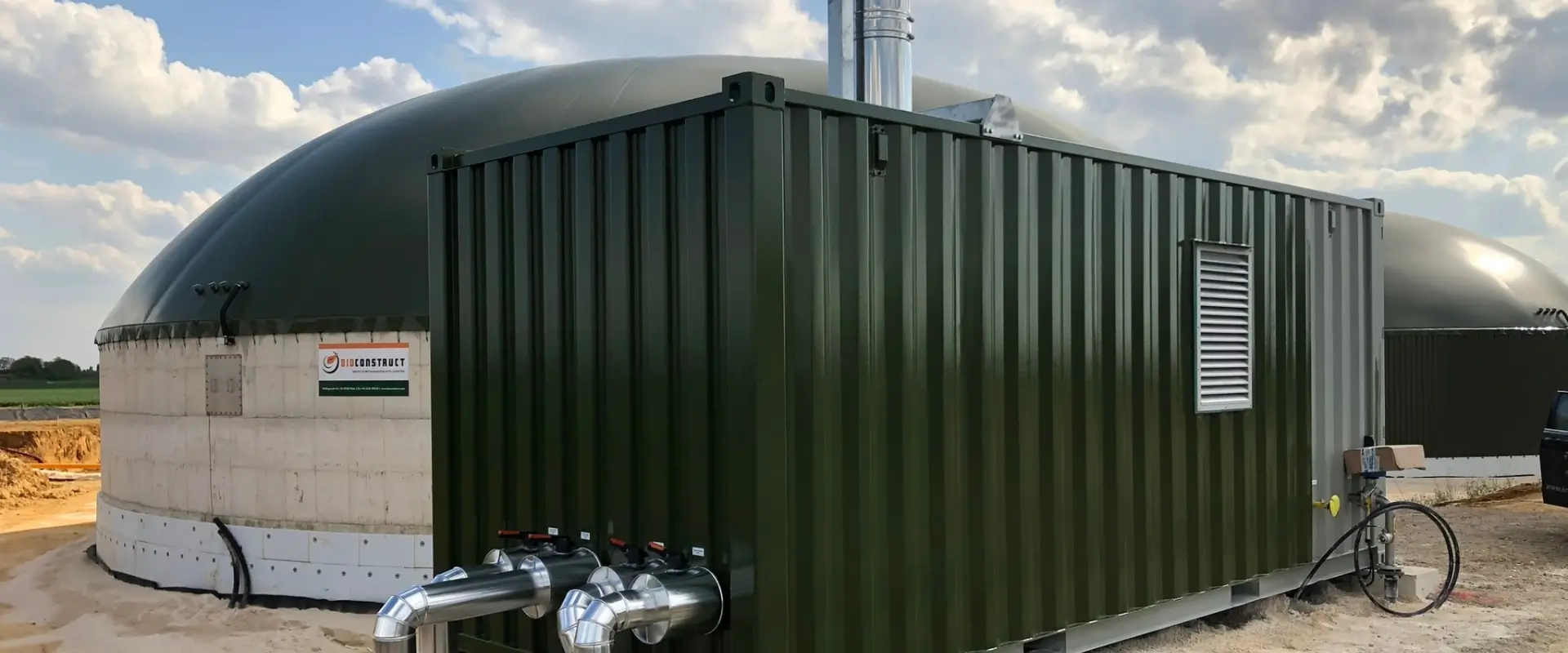 Heizcontainer an einer Biogasanlage – europaweit im Einsatz